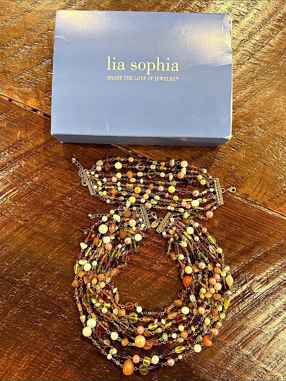 Lia Sophia Multicolor Beaded Statement Necklace and bracelet